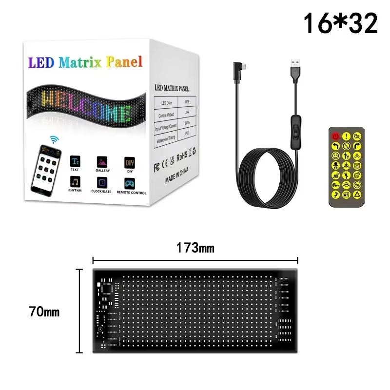 RGB LED Car Sign Animation LED Matrix Pixel Panel DIY Programmable Bluetooth App Control LED Panel Flexible Display Light