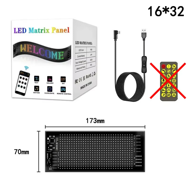 RGB LED Car Sign Animation LED Matrix Pixel Panel DIY Programmable Bluetooth App Control LED Panel Flexible Display Light